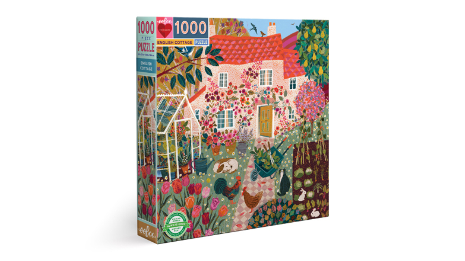 eeBoo Square Jigsaw Puzzle 1000pcs. - English Cottage