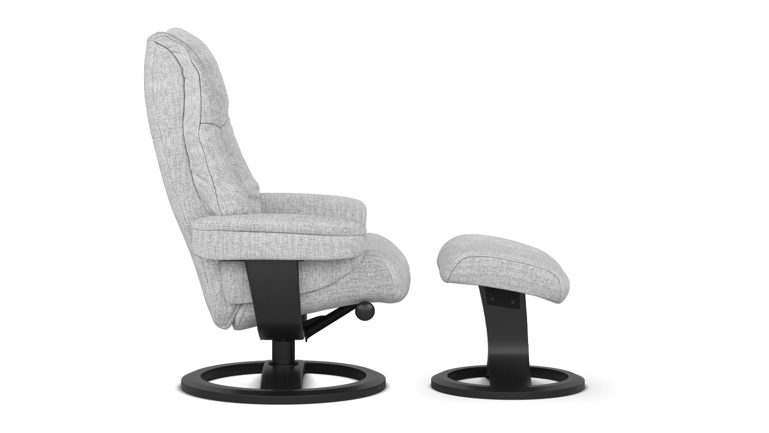 Freya Fabric Recliner and Footstool - Silver Streak