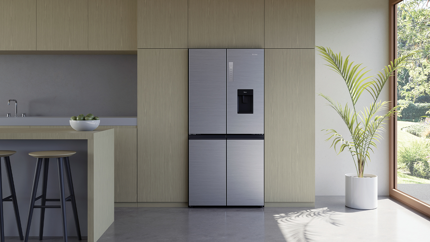 Haier 507L Quad Door Fridge Freezer with Ice & Water Dispenser - Satina (HRF580YPS)