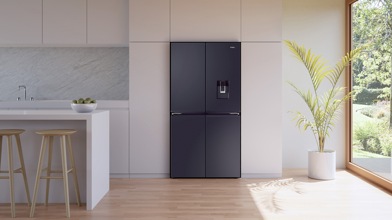 Haier 623L Quad Door Fridge Freezer with Ice & Water Dispenser - Black (HRF680YPC)