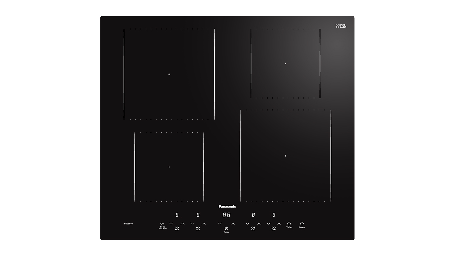 Panasonic 60cm 4 Zone Induction Cooktop - Black Glass (KY-W648CLJPQ)