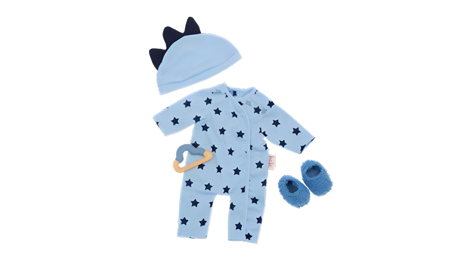 LullaBaby Baby Doll Outfit 14" - Blue Onesie with Slippers