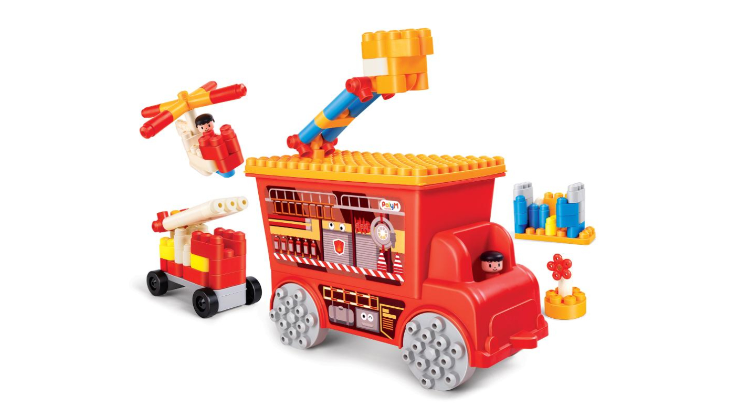 Hape PolyM Fire Rescue Truck Builder Block Set 100pcs.