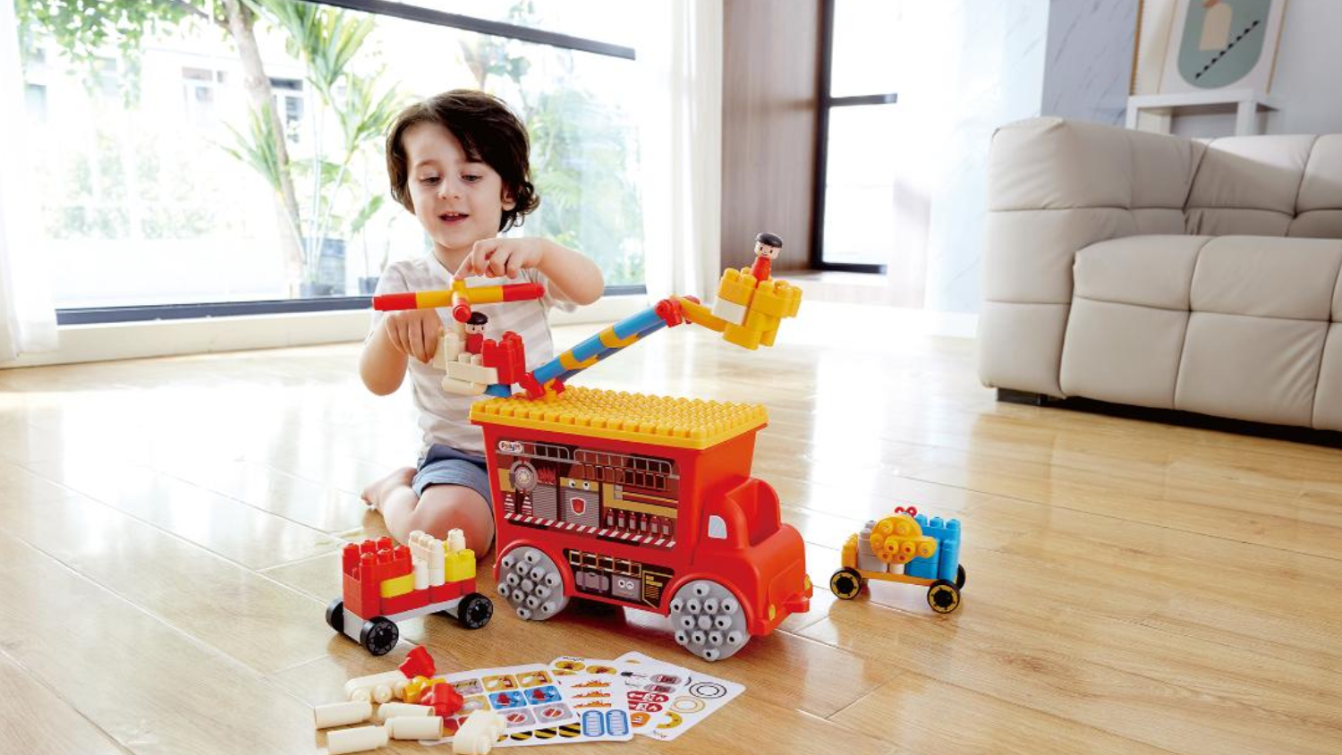 Hape PolyM Fire Rescue Truck Builder Block Set 100pcs.