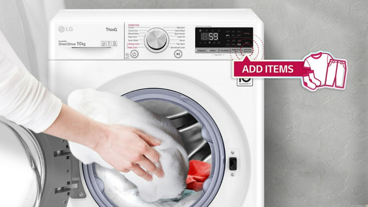 LG 10kg Front Loading Washing Machine with 11 Programs - White (WV5-1410W)