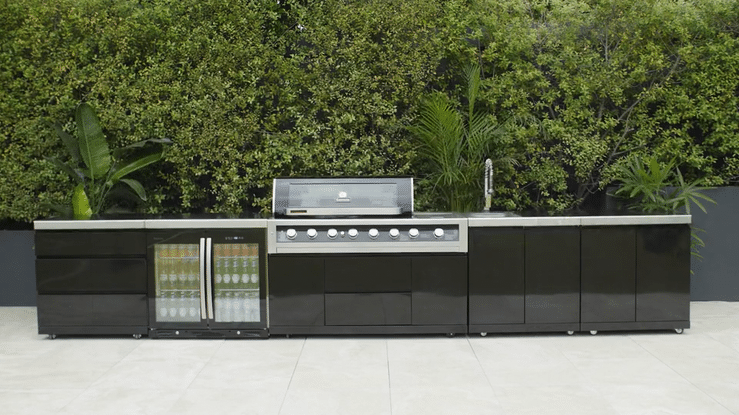 Gasmate Galaxy 6 Burner Gas BBQ Outdoor Kitchen with Double Fridge and Sink