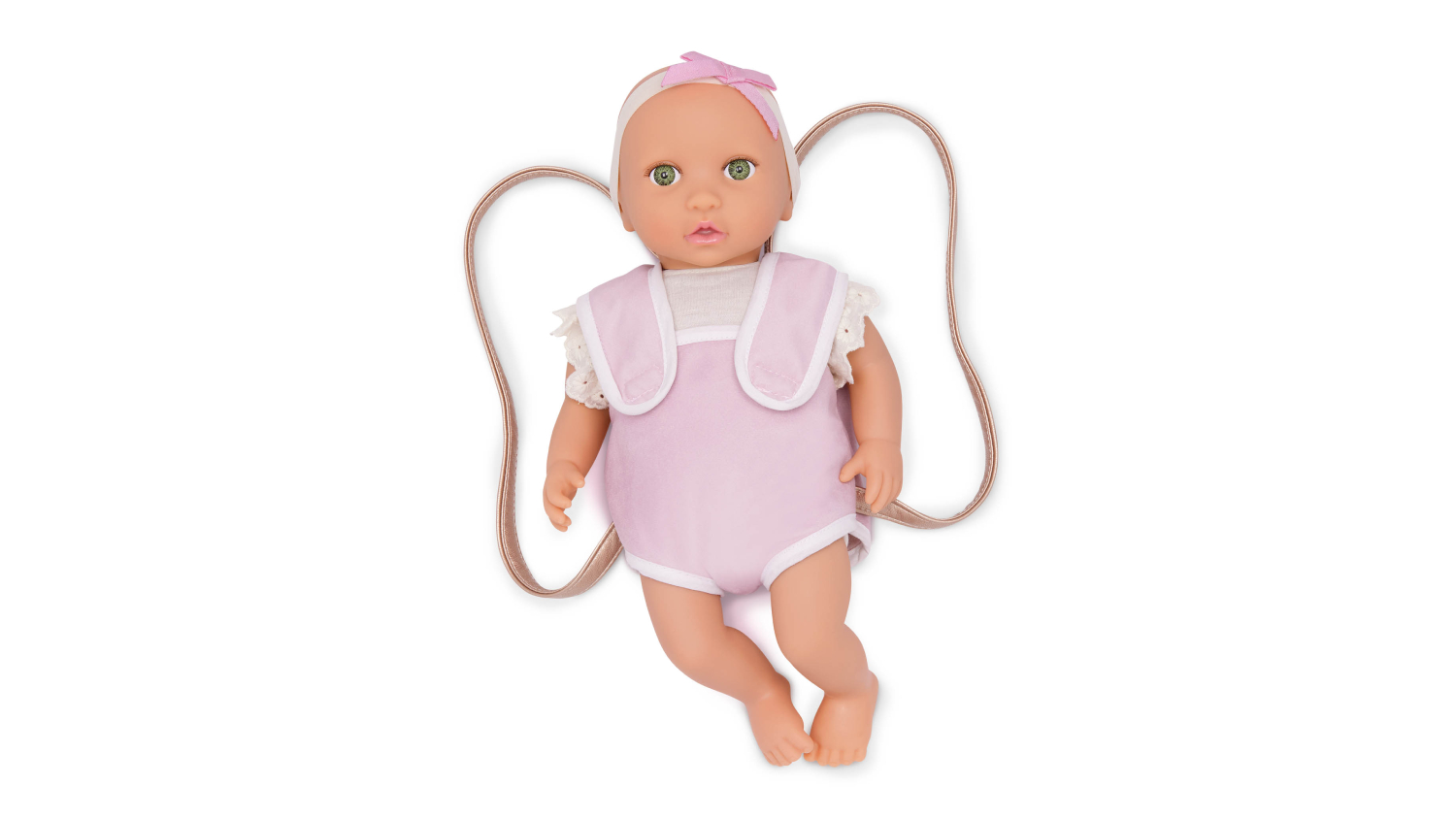 LullaBaby Baby Doll 14" with Fabric Carrier - Fair Skin, Green Eyes