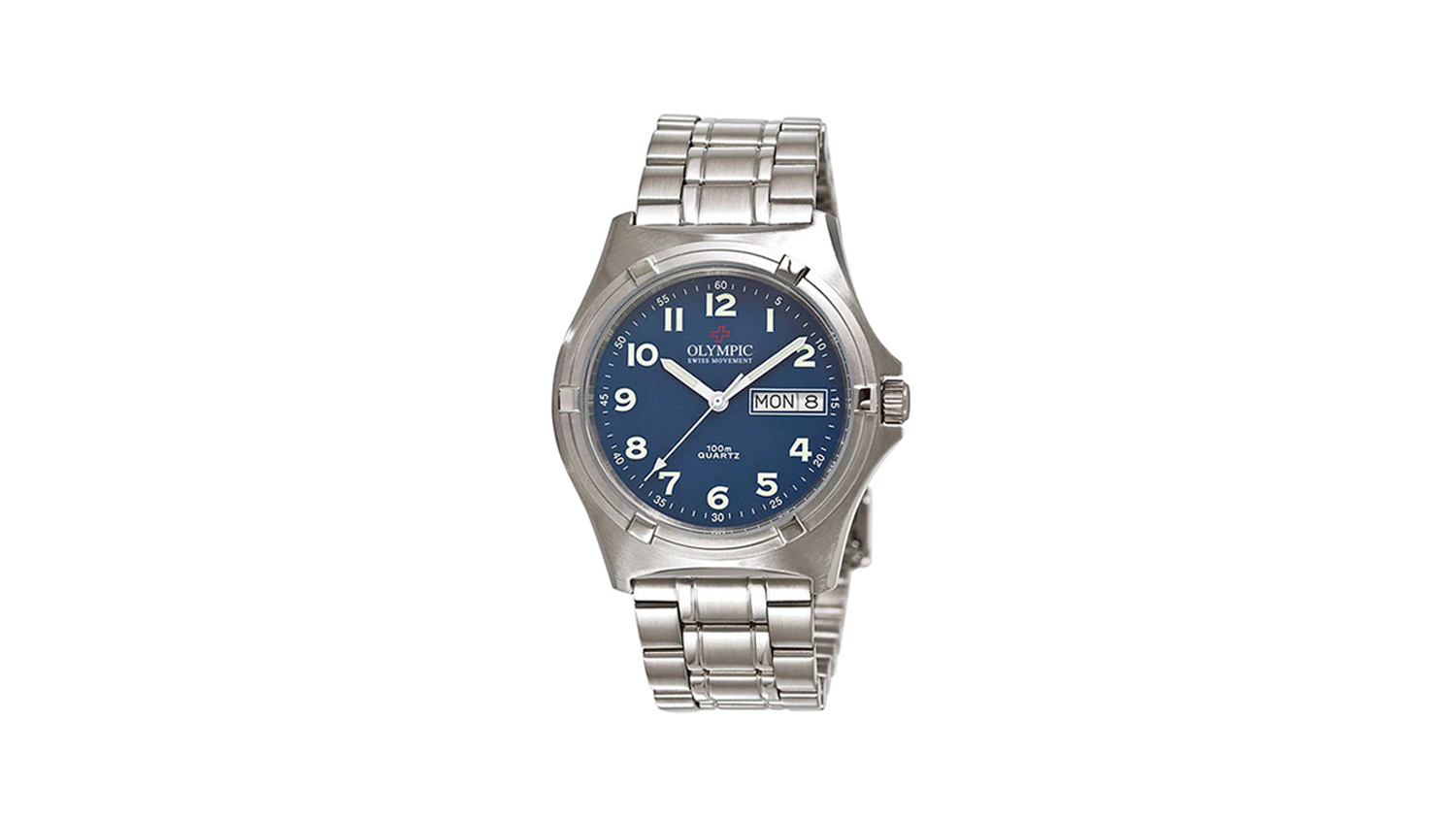 Olympic Workwatch Gents Watch 38mm - Stainless Steel with 12 Figure Blue Dial