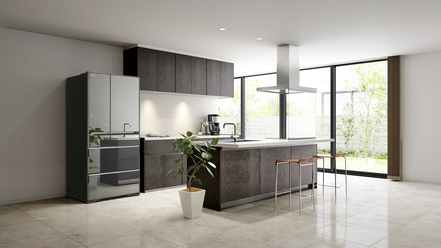 Hitachi 735L Multi Drawer Fridge Freezer - Black Glass (R-ZX740RAXK)