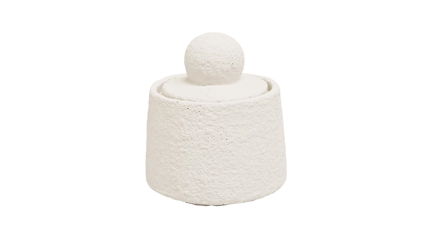 Sandstone Look White Cement Ball Jar - 13.5cm