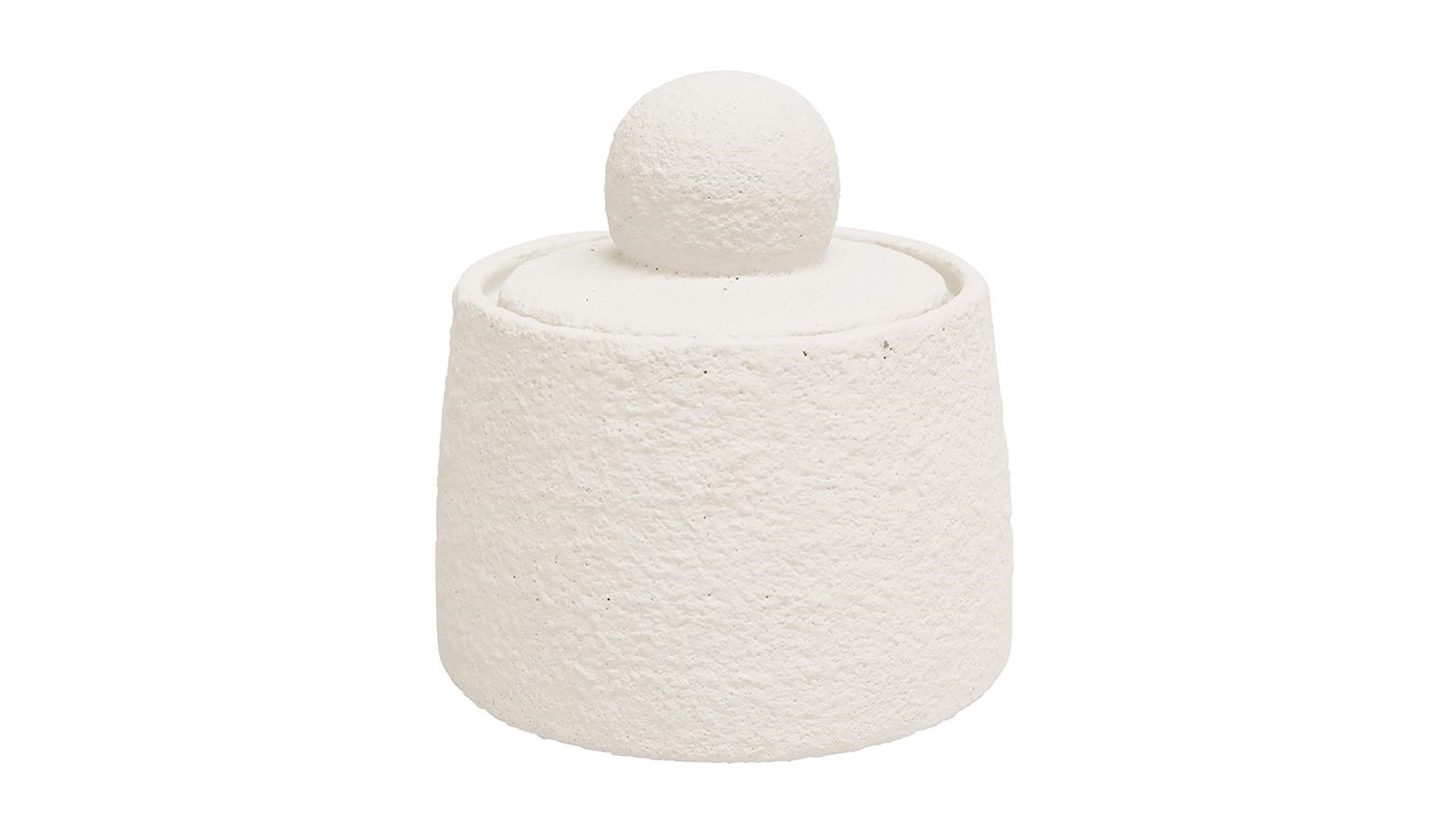 Sandstone Look White Cement Ball Jar - 17cm