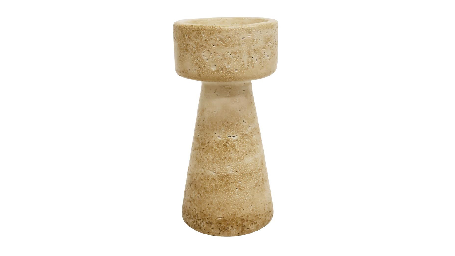 Travertine Look Beige Candle Holder - 20cm