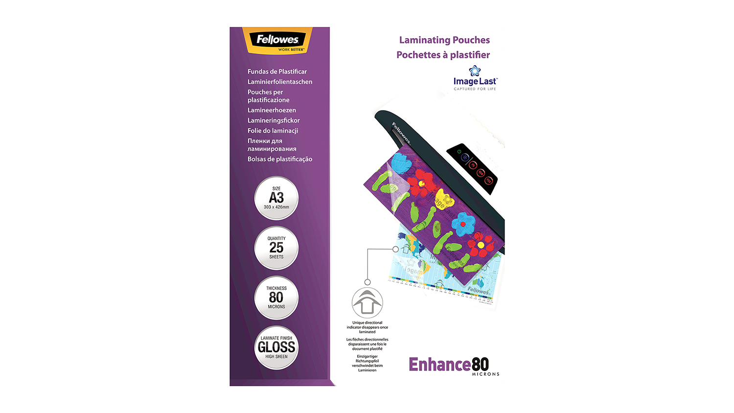 Fellowes Laminating Pouches A3 80 Micron - 25 Pack (Clear)