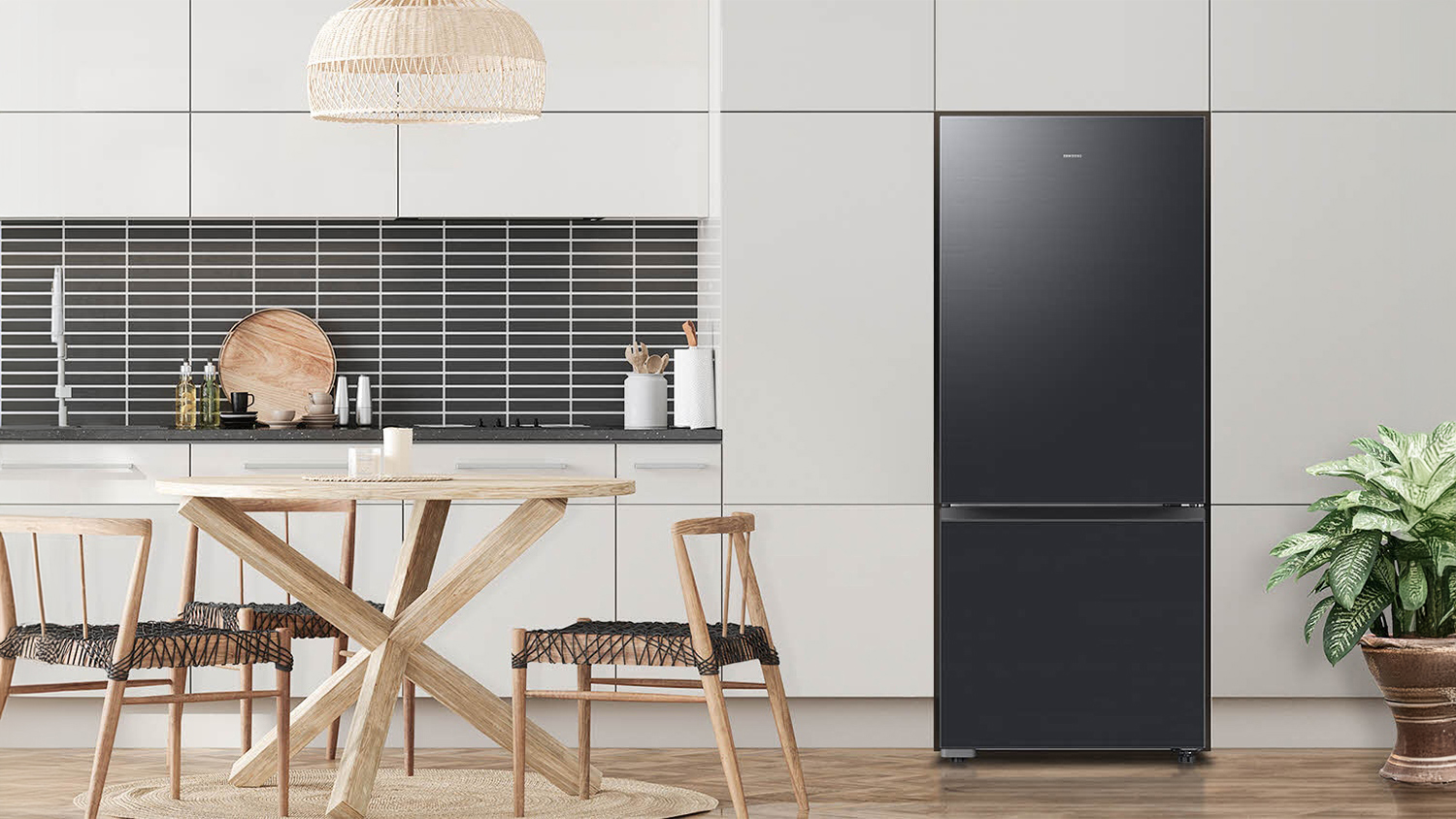 Samsung 427L Smart Bottom Mount Fridge Freezer - Black (RB43DG6005B1SA)