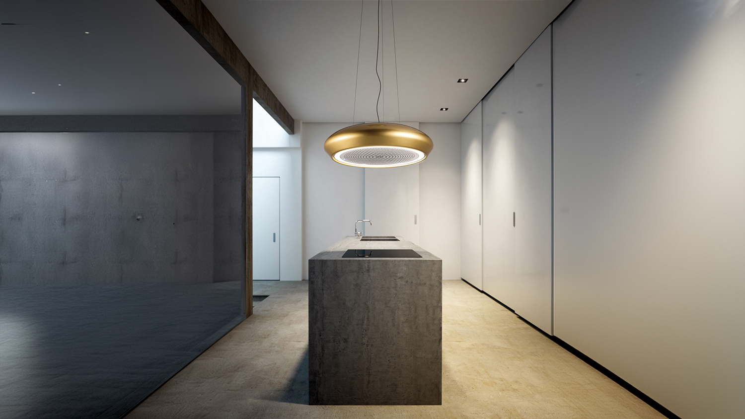 Sirius 69cm Island Ceiling Mounted Rangehood - Gold (SILT26G)