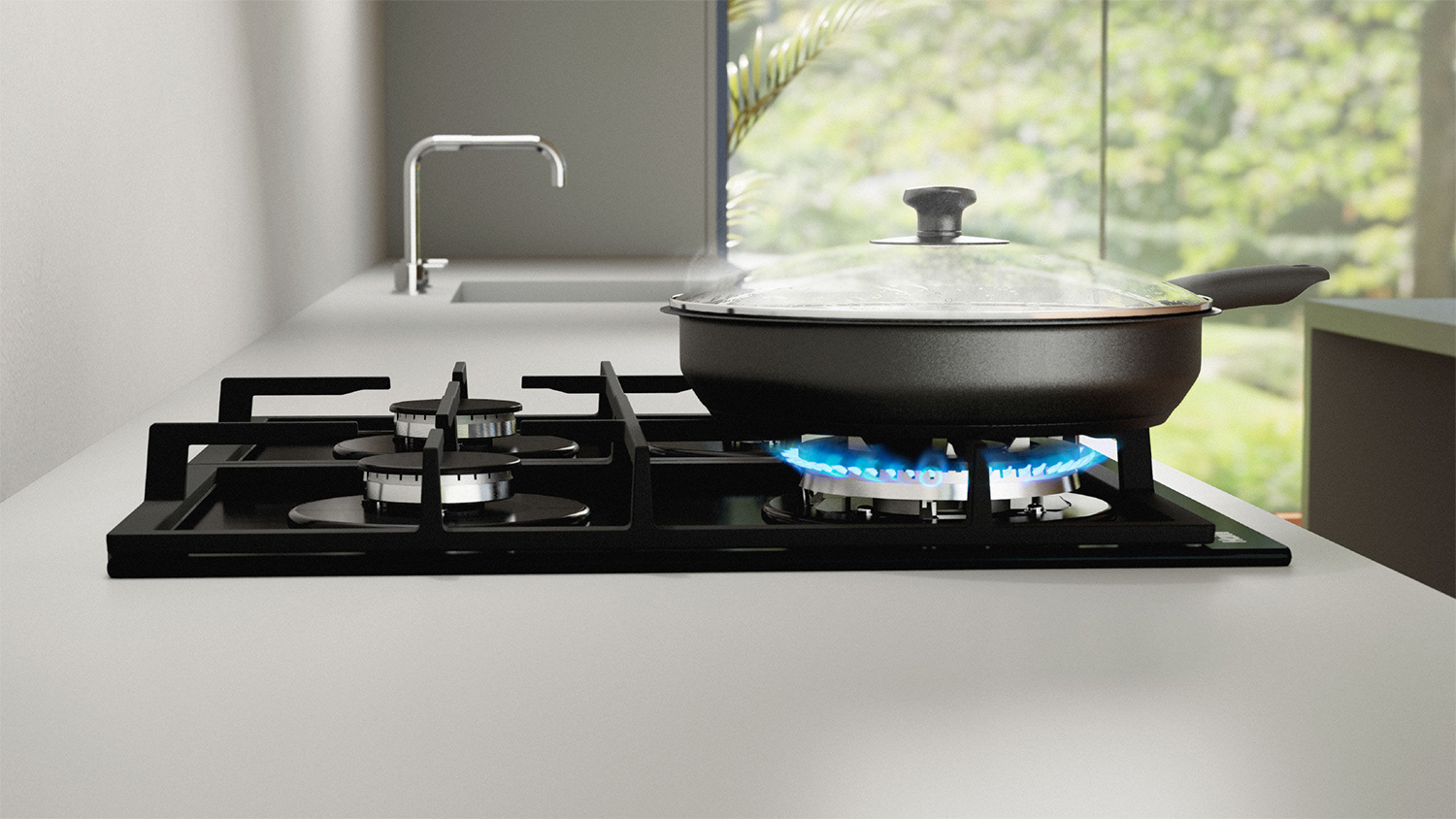 Haier 60cm 4 Burner Gas Cooktop - Black Glass (500 Series/HCG604WFCG3)
