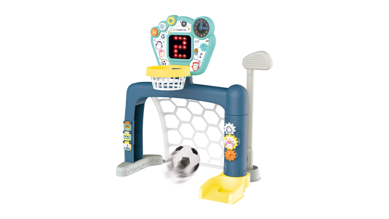 Gem Toys Sports World 3-in-1 Indoor Electronic Kids' Sports Center with Basketball, Golf, Soccer