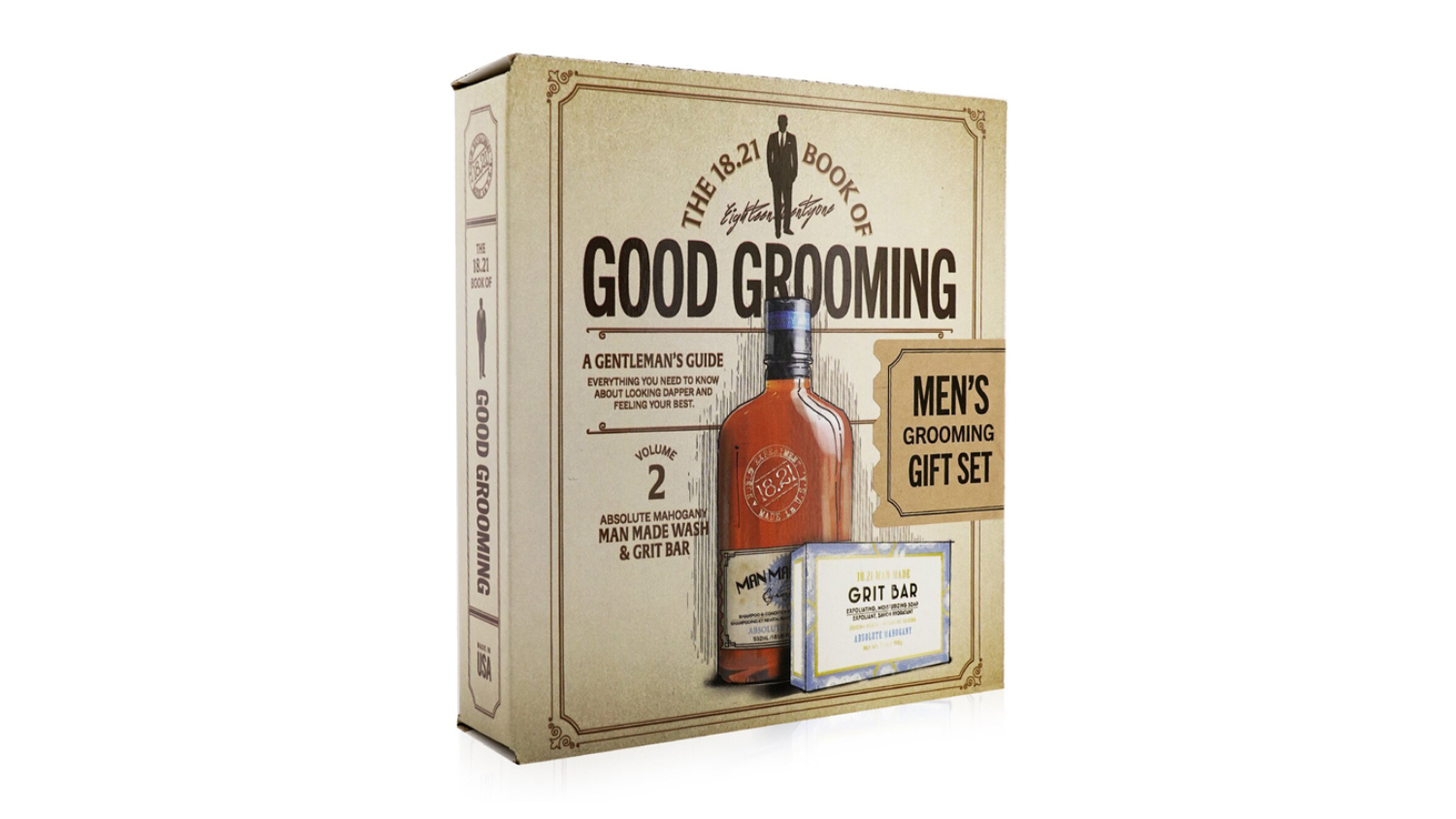 18.21 Man Made Book of Good Grooming Gift Set Volume 2: Absolute Mahogany (Wash 532ml + Grit Bar 198g ) - 2pcs