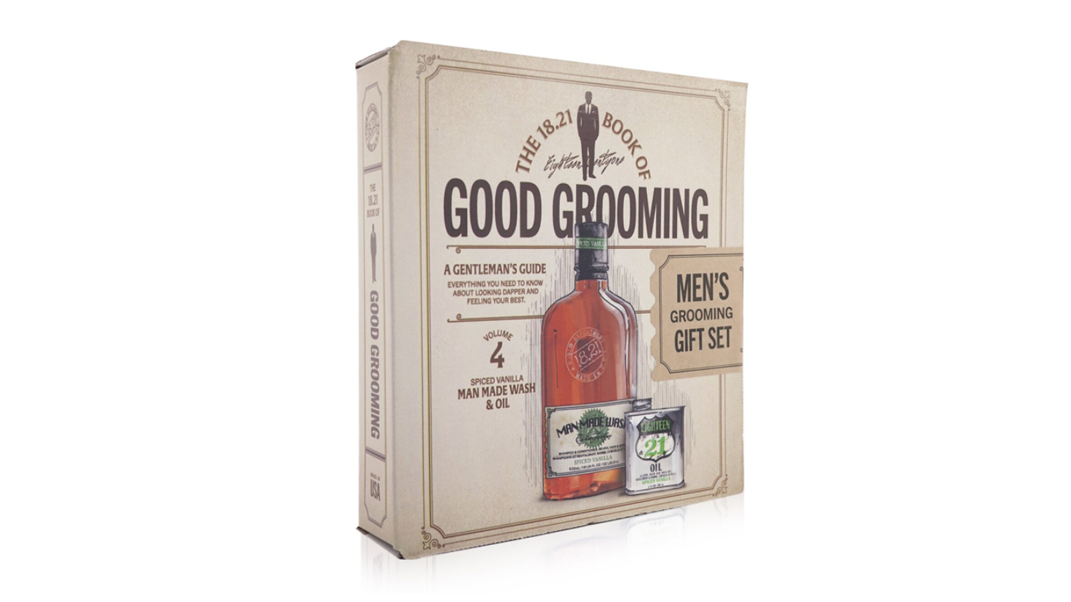 18.21 Man Made Book of Good Grooming Gift Set Volume 4: Spiced Vanilla (Wash 532ml + Oil 60ml) - 2pcs