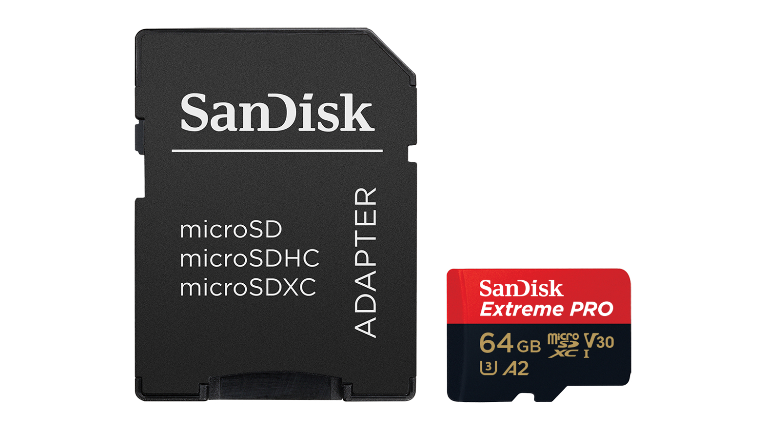 SanDisk Extreme Pro MicroSD Card with Adapter - 64GB (microSDXC, UHS-I, V30, U3, A2)