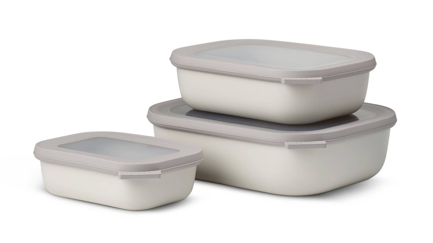 Mepal Cirqula Rectangular Food Storage Container System Small 3pcs. - Nordic White