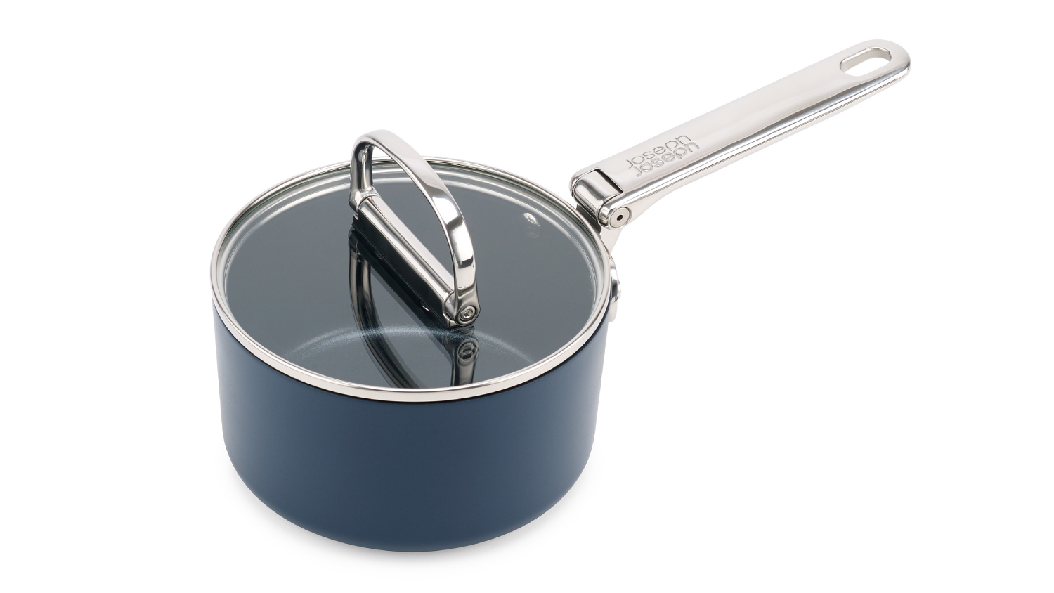 Joseph Joseph "Space" Non-Stick Saucepan with Lid, Fold-Away Handle 15cm - Navy