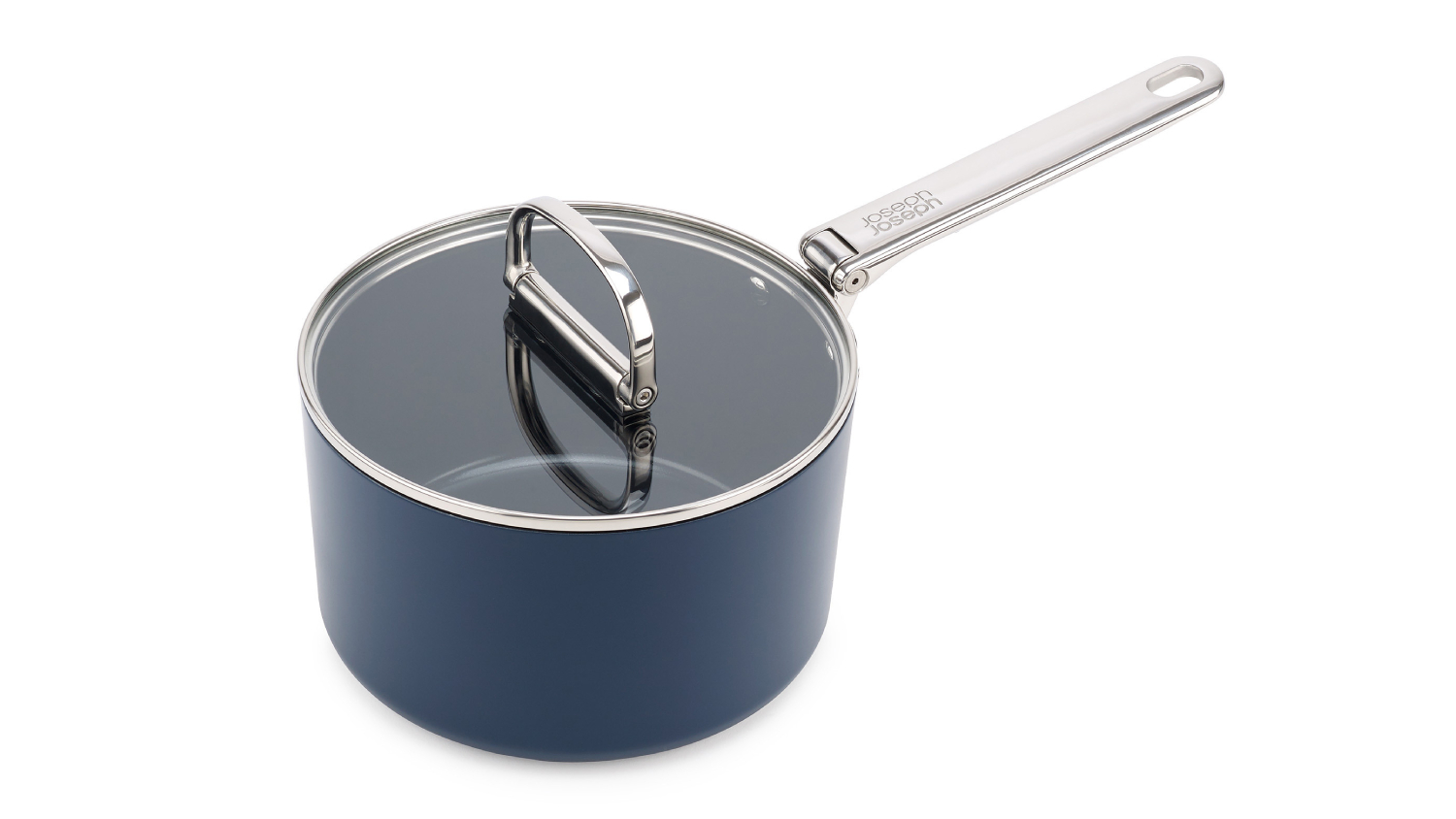 Joseph Joseph "Space" Non-Stick Saucepan with Lid, Fold-Away Handle 19cm - Navy