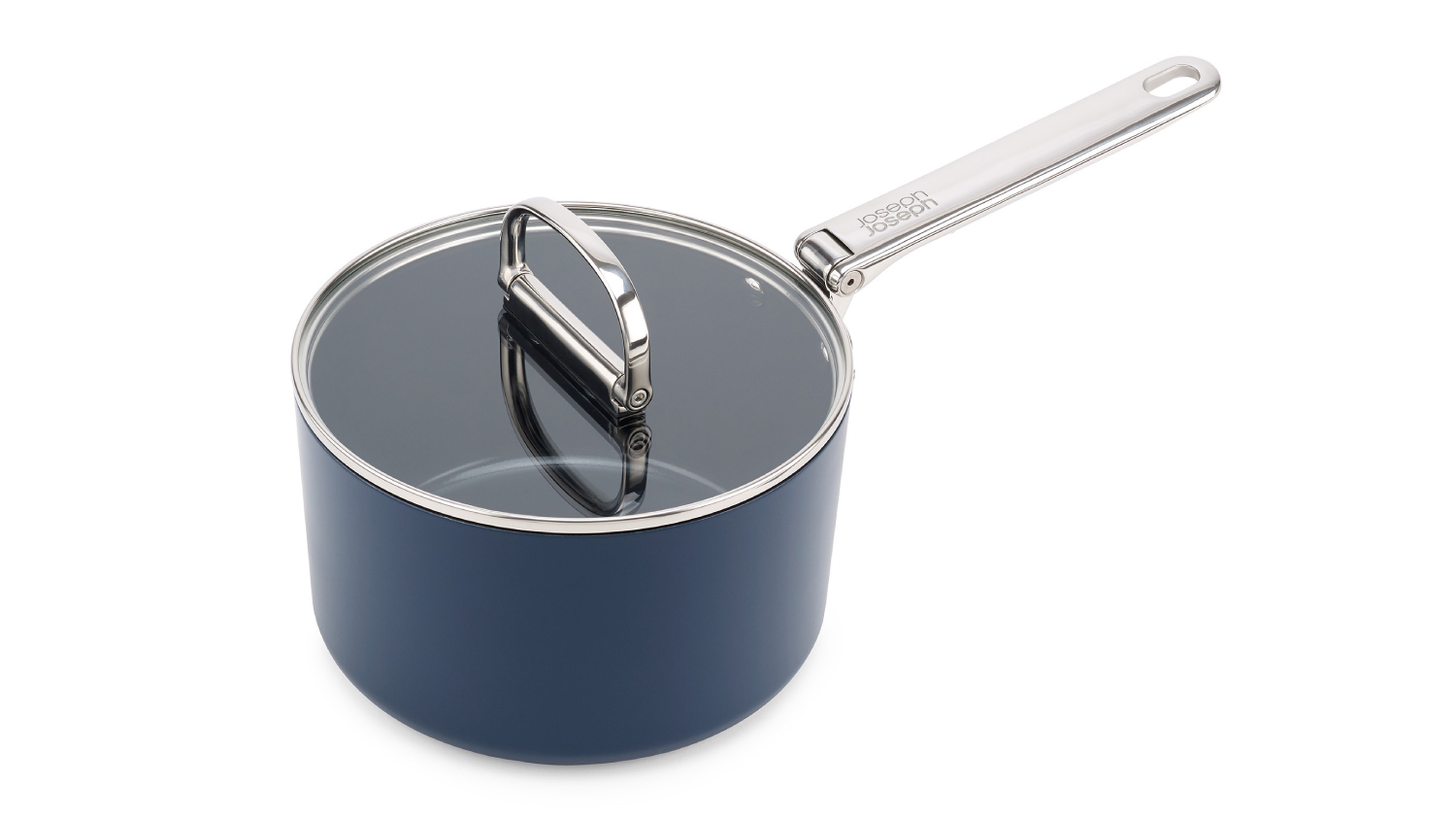 Joseph Joseph "Space" Non-Stick Saucepan with Lid, Fold-Away Handle 23cm - Navy
