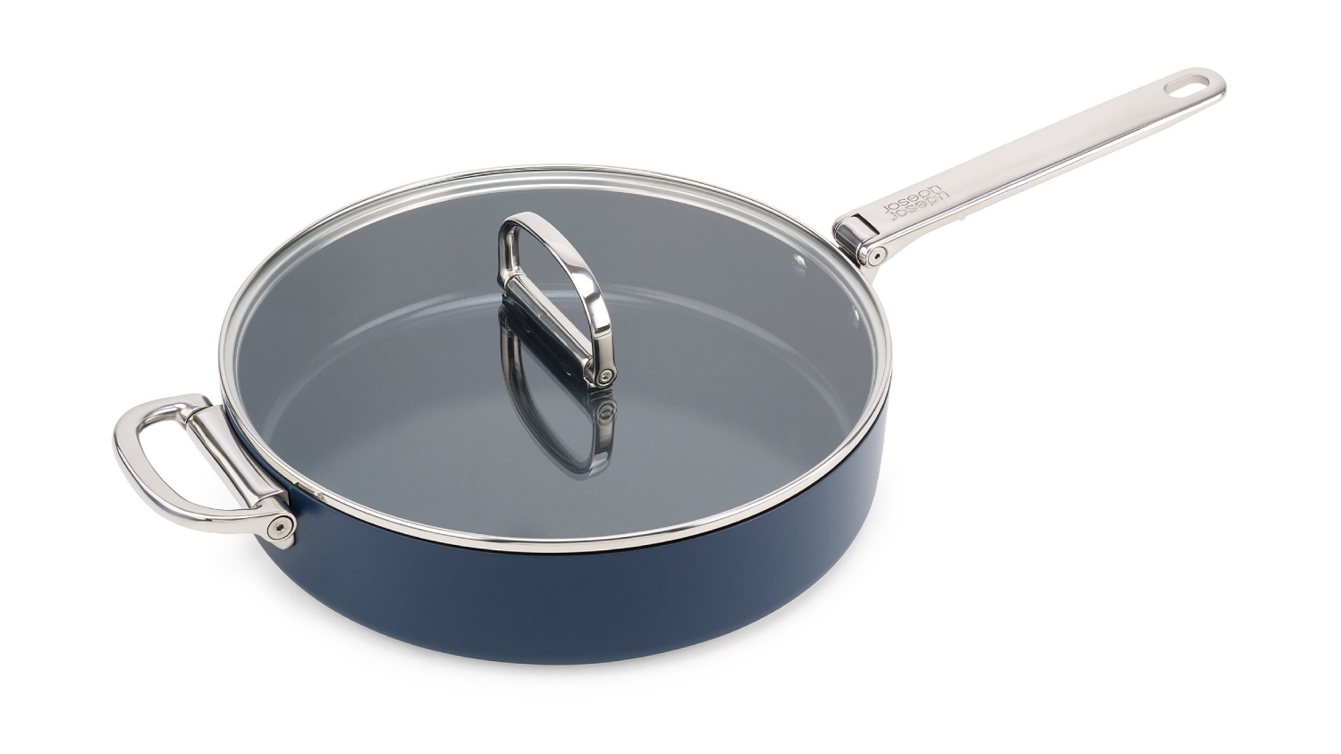 Joseph Joseph "Space" Non-Stick Saute Pan with Lid, Fold-Away Handles 28cm - Navy