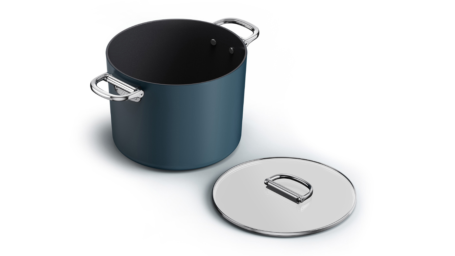 Joseph Joseph &quot;Space&quot; Non-Stick Stock Pot with Lid, Fold-Away Handles 28cm - Navy