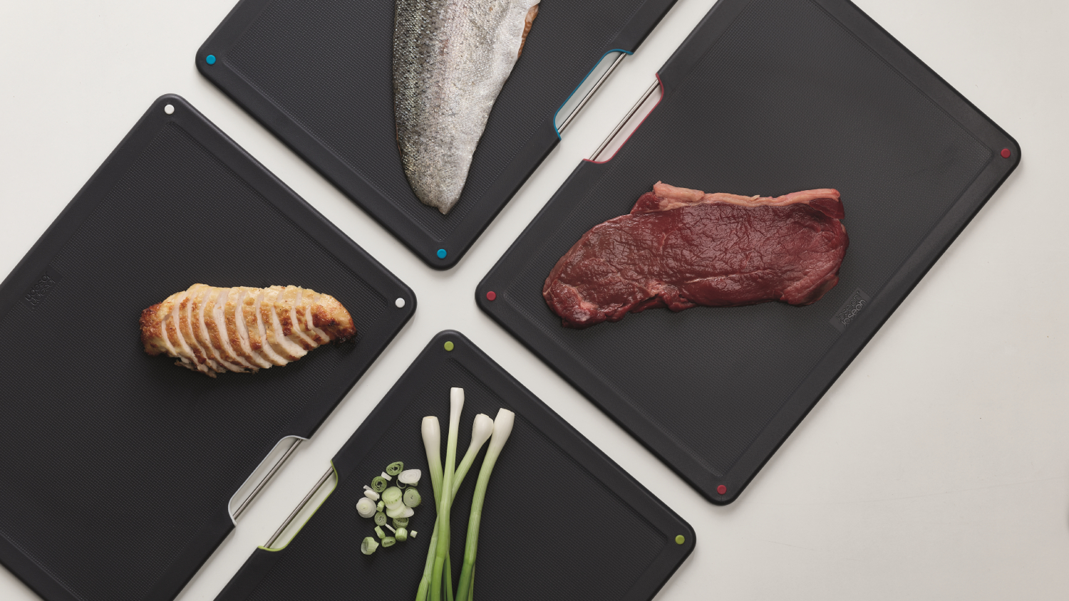 Joseph Joseph Stainless Steel Chopping Board Folio - Minimalist Colour-Coded