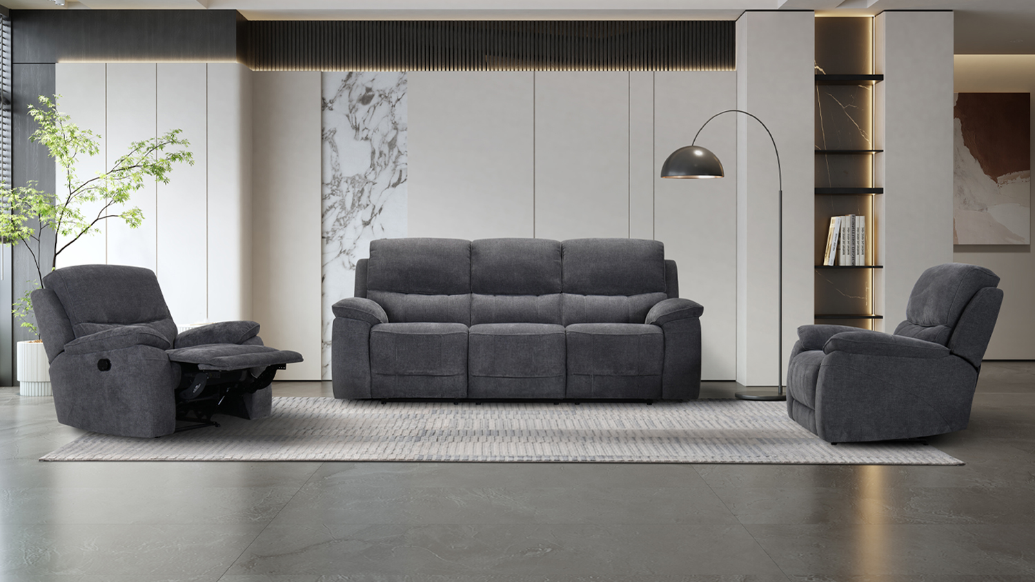 Marisa 3 Piece Fabric Recliner Lounge Suite