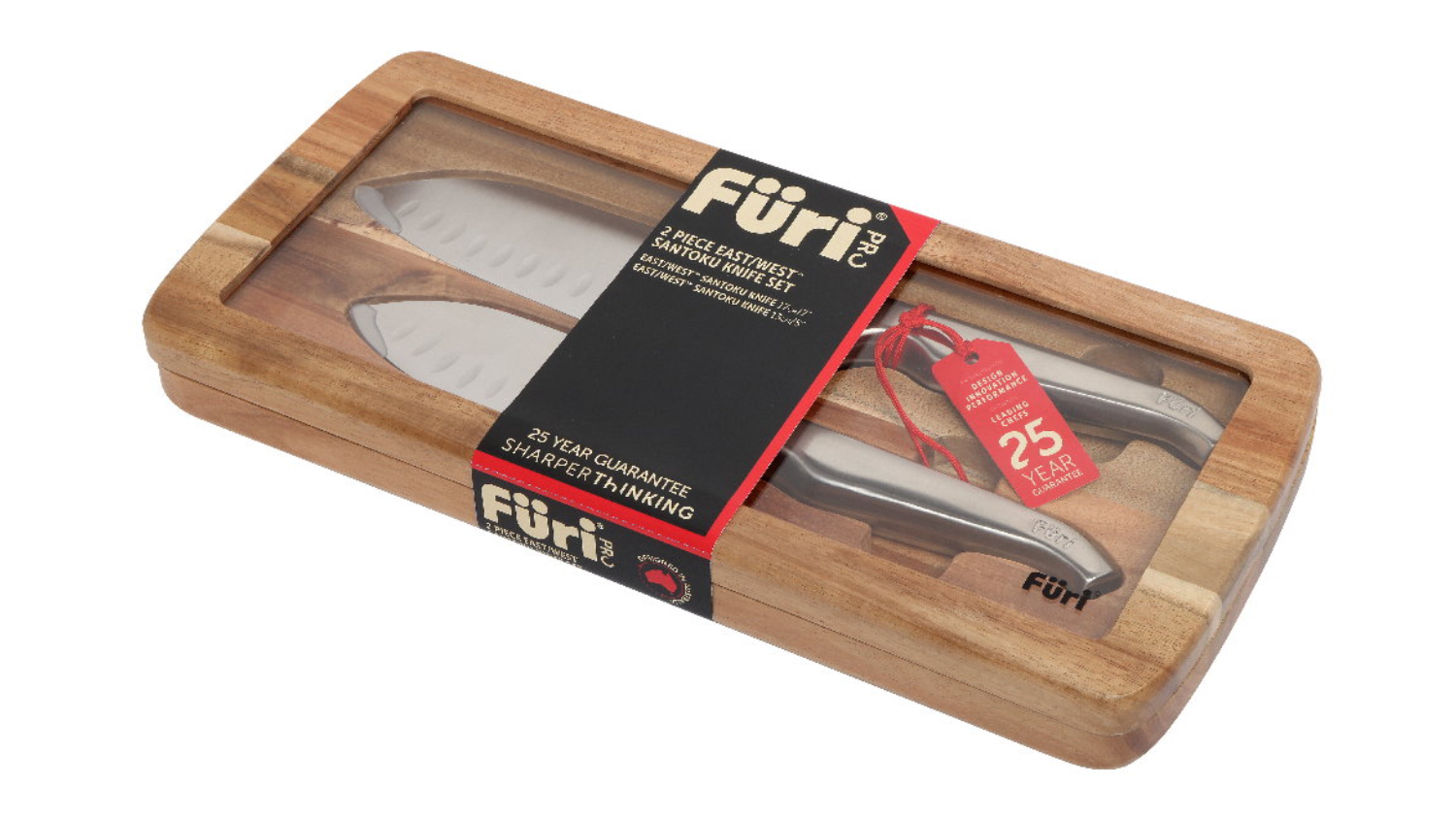 Furi Pro East/West Santoku Chef's Knife Set with Case 2pcs. - Stainless Steel