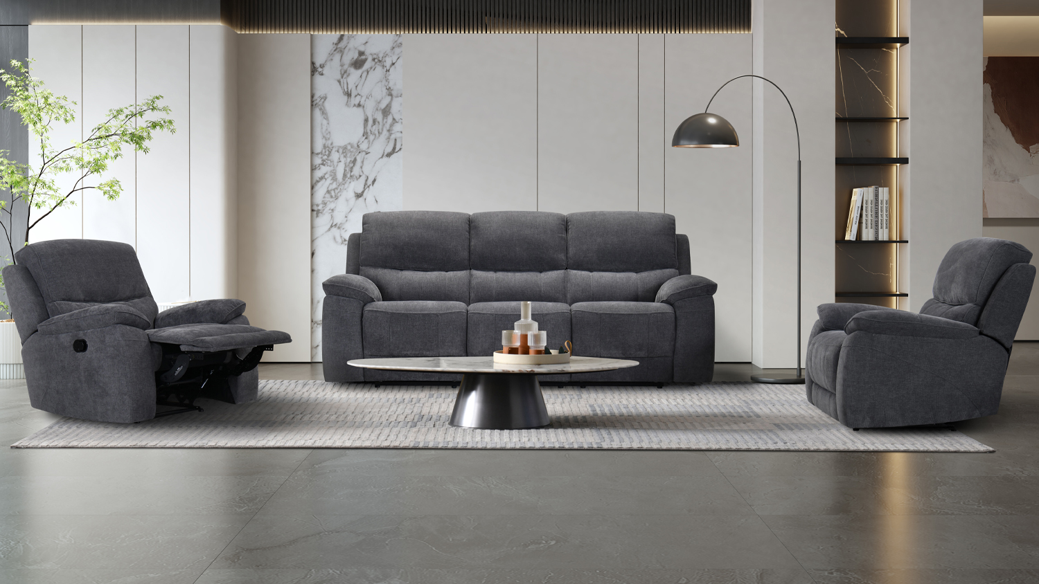 Marisa 3 Seater Fabric Recliner Sofa