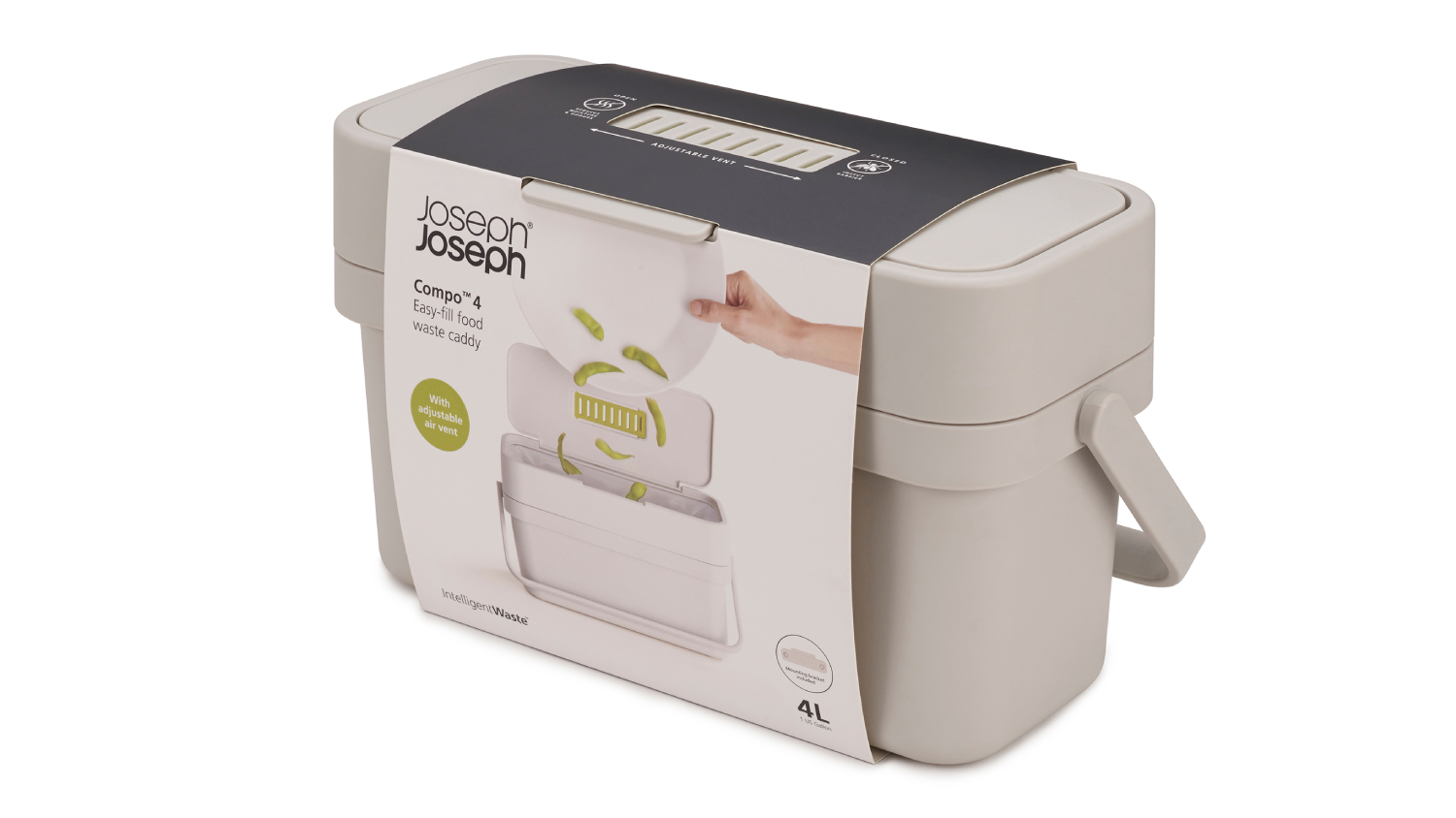 Joseph Joseph Compo Food Waste Compost Kitchen Caddy with Wall Mount - Ecru