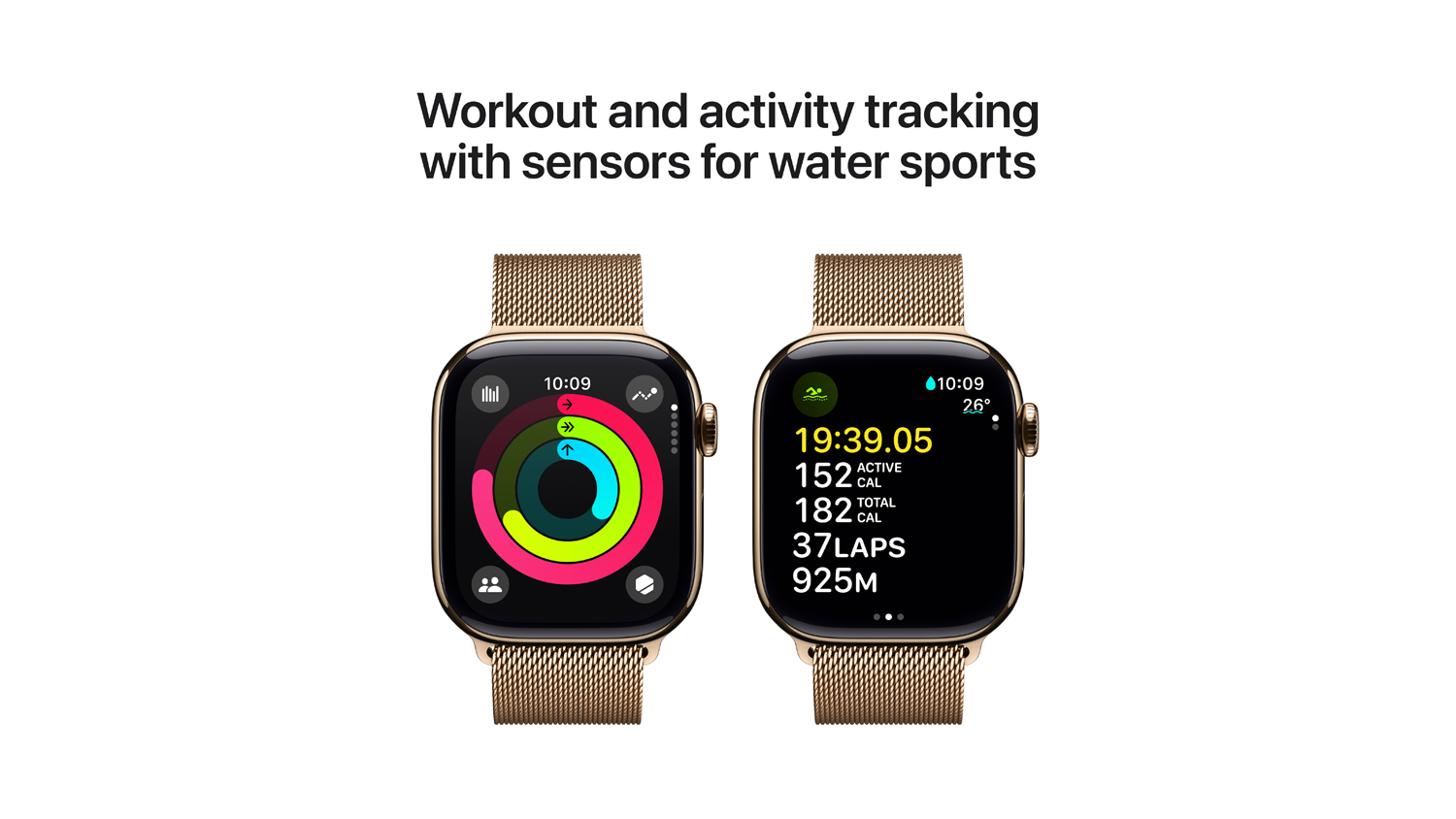 Apple Watch Series 10 - Gold Titanium Case with Gold Milanese Loop (42mm, GPS+Cellular, Bluetooth)