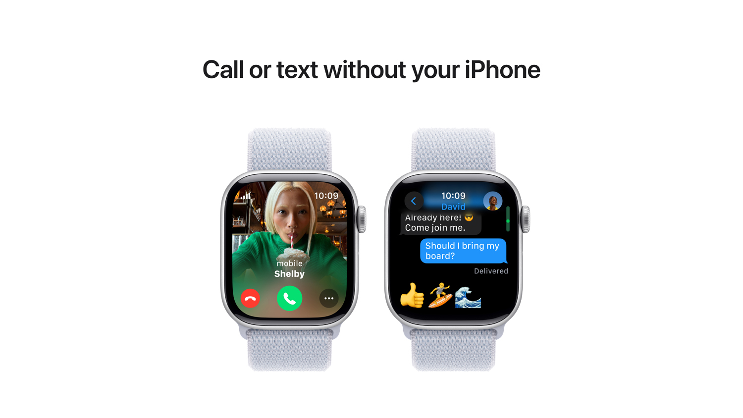 Apple Watch Series 10 - Silver Aluminium Case with Blue Cloud Sport Loop (42mm, GPS+Cellular, Bluetooth)