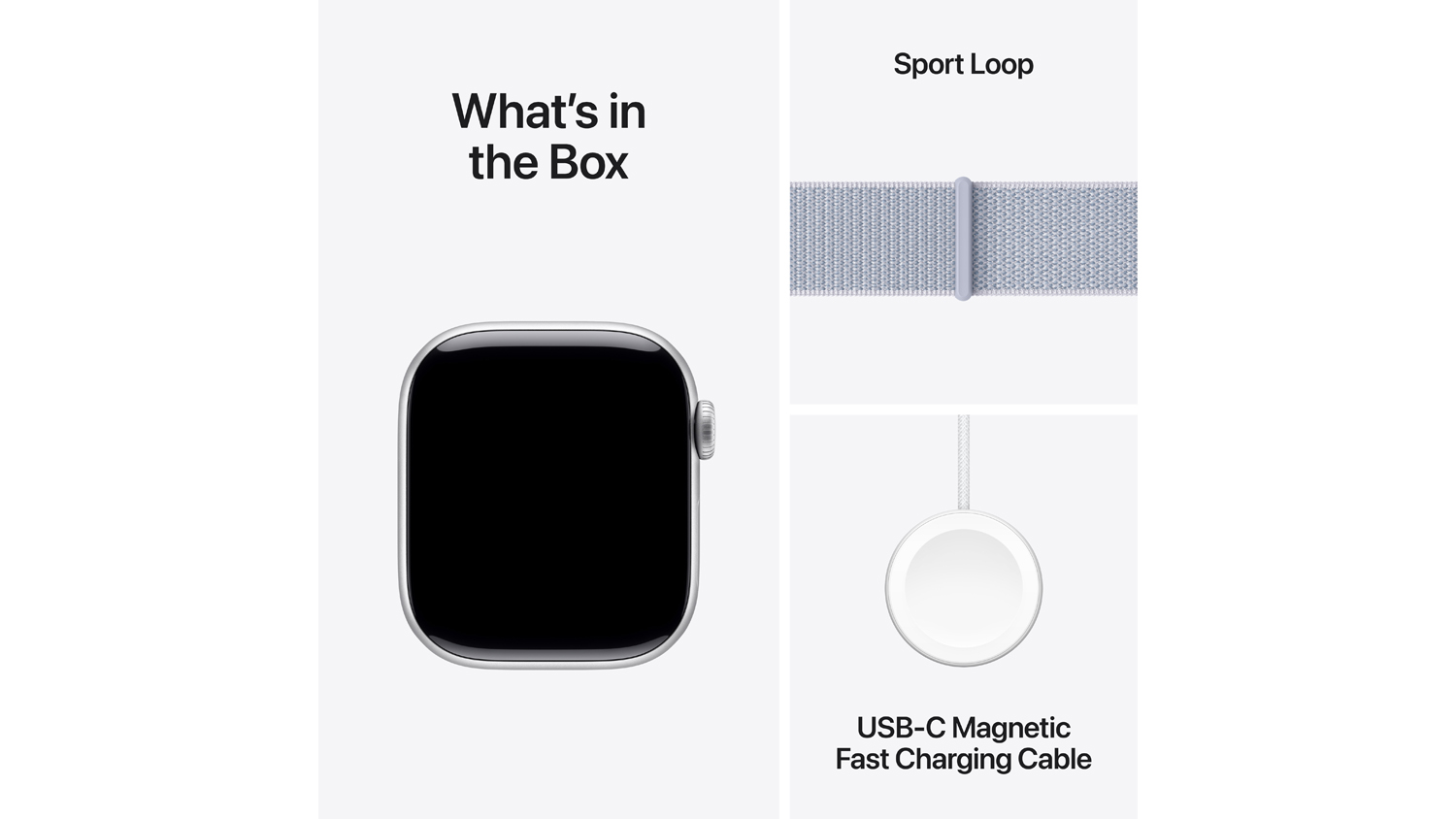 Apple Watch Series 10 - Silver Aluminium Case with Blue Cloud Sport Loop (42mm, GPS+Cellular, Bluetooth)