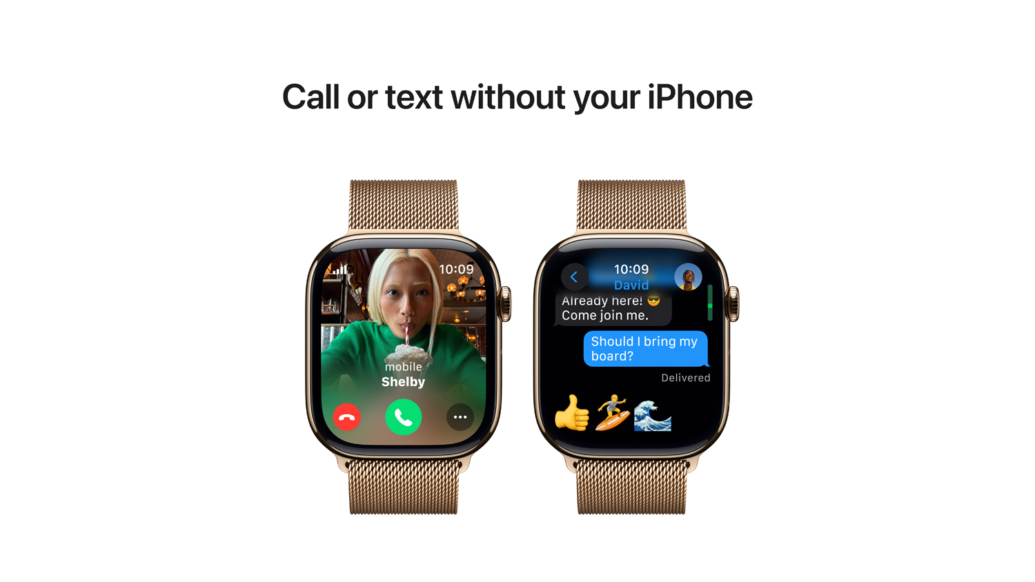 Apple Watch Series 10 - Gold Titanium Case with Gold Milanese Loop (46mm, GPS+Cellular, Bluetooth, Medium-Large)