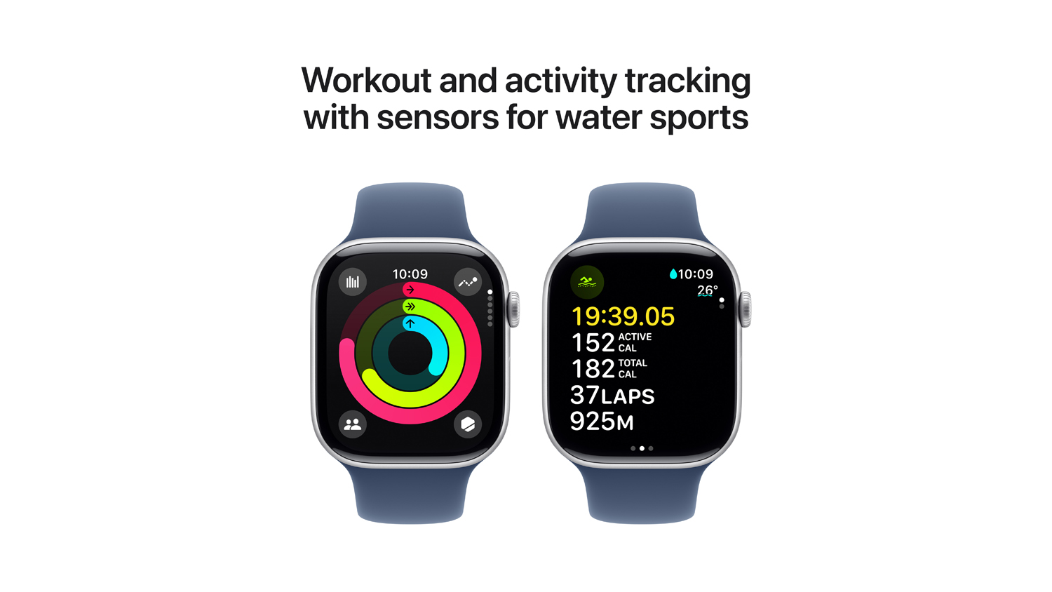 Apple Watch Series 10 - Silver Aluminium Case with Denim Sport Band (46mm, GPS+Cellular, Bluetooth, Medium-Large)