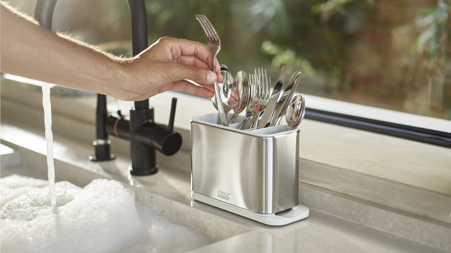 Joseph Joseph Benchtop Cutler Drainer Caddy - Stainless Steel/Stone