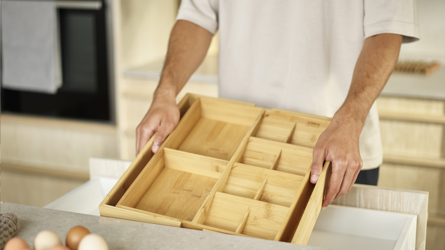 Joseph Joseph Adjustable Bamboo Drawer Storage Organiser