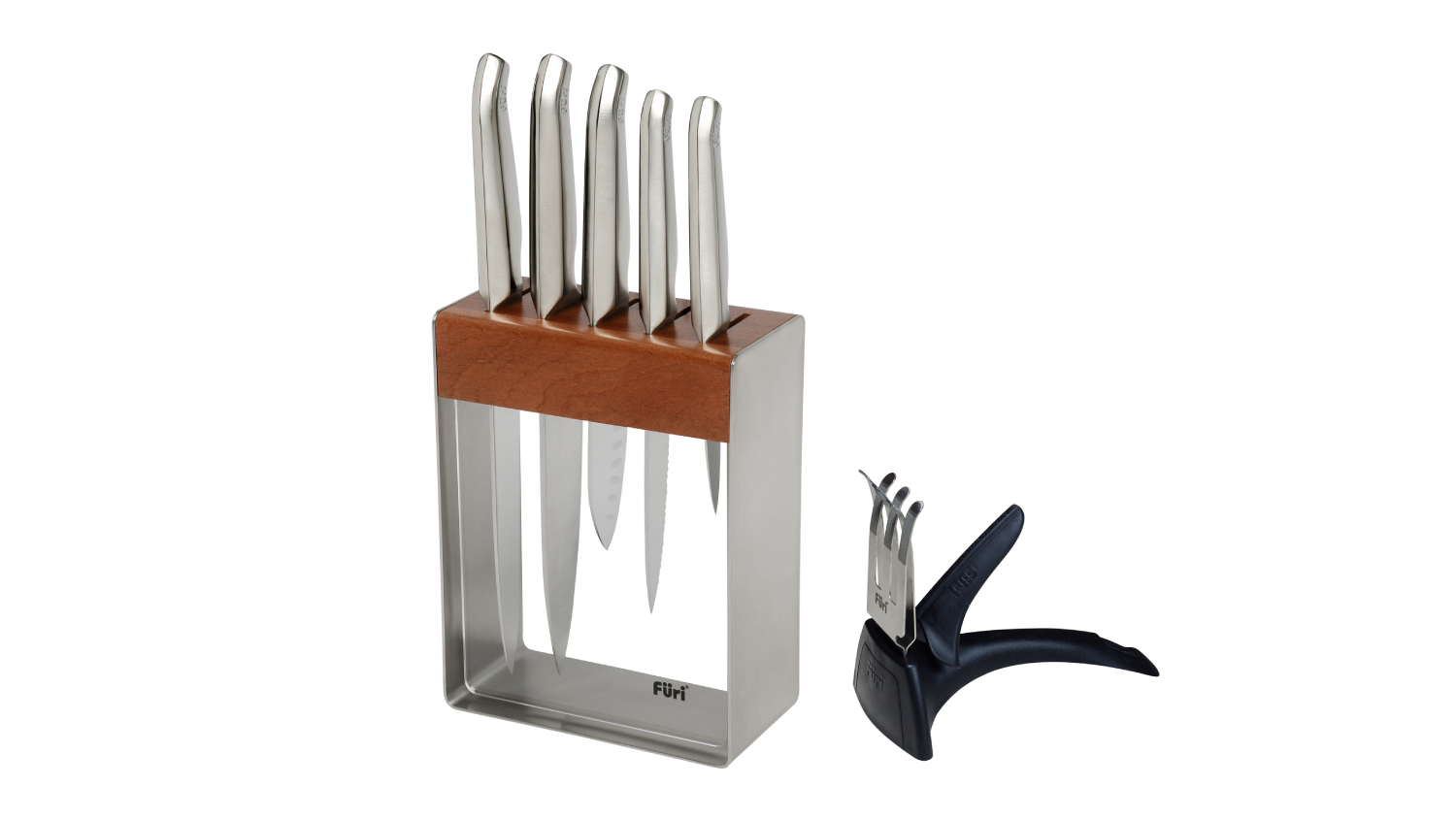 Furi Stainless Steel Knife and Knife Block Set with Sharpener 7pcs.