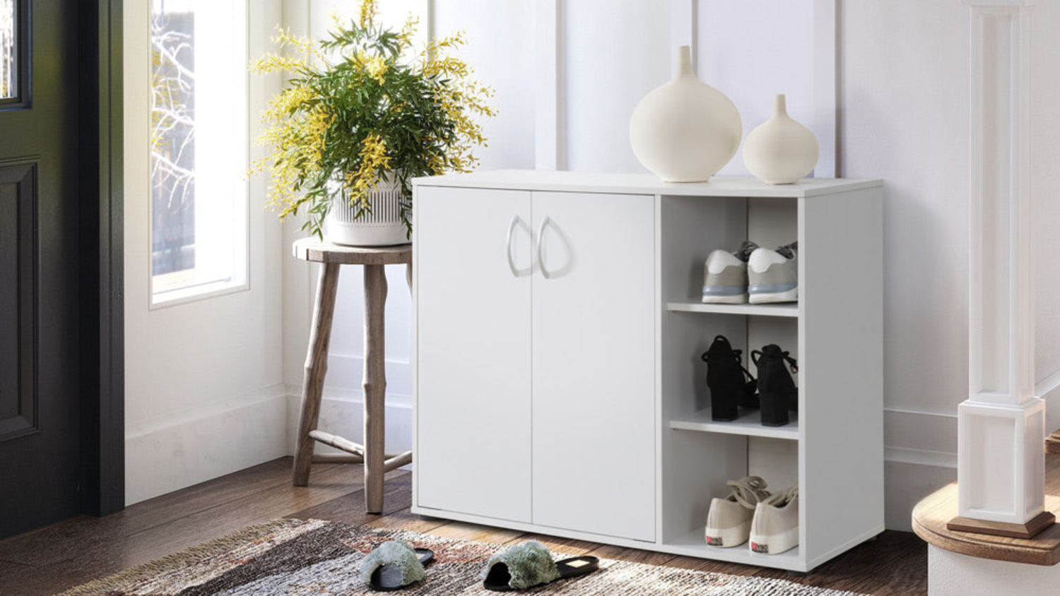TSB Living "Okura" 2-Door Shoe Cabinet - White