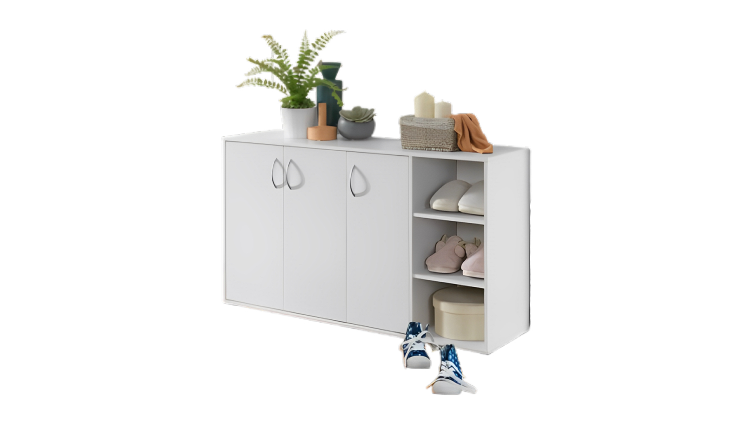 TSB Living "Okura" 3-Door Shoe Cabinet - White