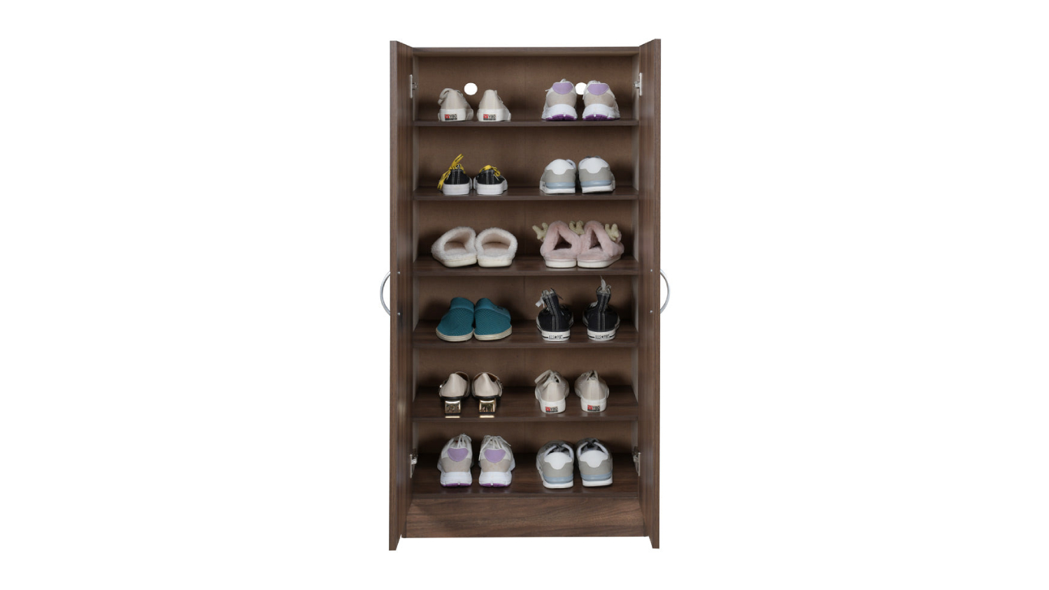 TSB Living "Clevedon" Tall Shoe Storage Cabinet - Walnut