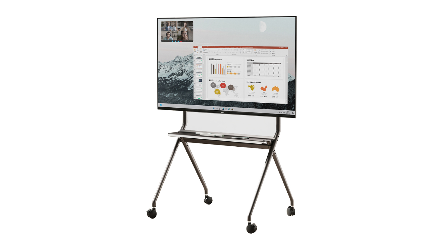 Konic Cart for Mounting 50" to 86" TV with Shelf - Heavy-Duty VESA 200x200 to 800x600 Max 120kg - Grey (KT15-686W)