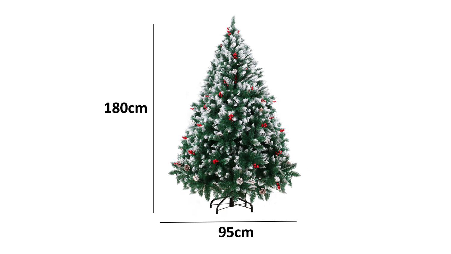 TSB Living Faux Christmas Tree with Frosted Tips, Nature-Inspired Decorations 180cm