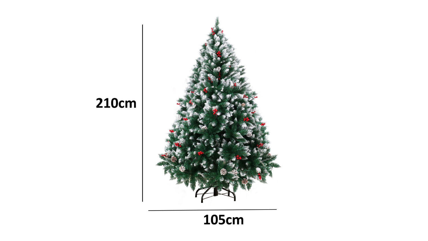 TSB Living Faux Christmas Tree with Frosted Tips, Nature-Inspired Decorations 210cm