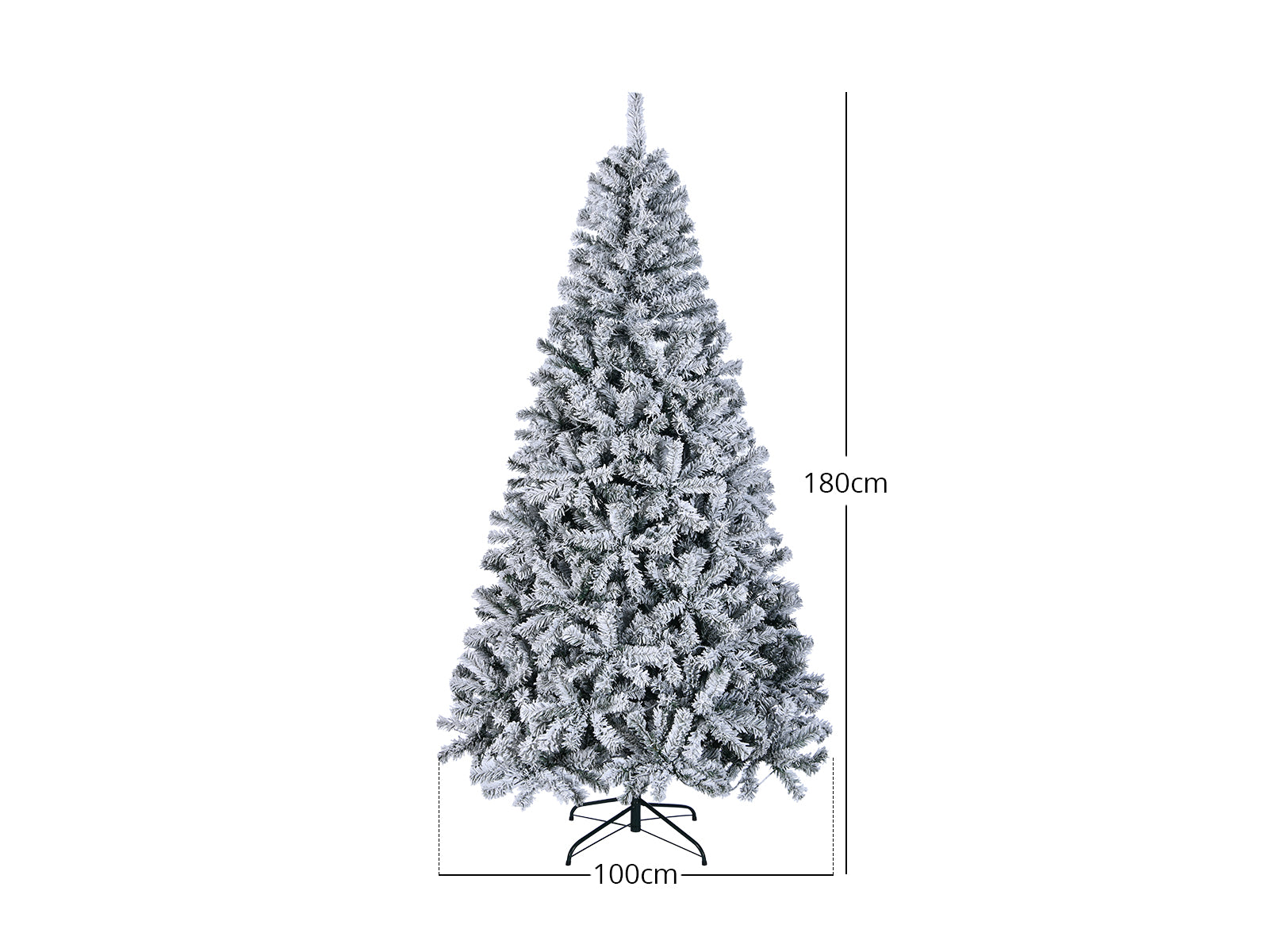 TSB Living Faux Christmas Tree with Flocked Frosted Tips, Warm LED Lights 180cm